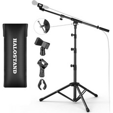 아이패드 클립이 있는 마이크 스탠드 바닥 접이식 스탠드와 휴대폰 클립 견고한 삼각대 붐 암과 2개의 및 휴대용 가방이 포함된 노래방 무대용, Standard, 3) Standard