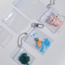 늘이랑 5x7 미니 지퍼백 키링 투명 파우치 재료phi5+4QWb