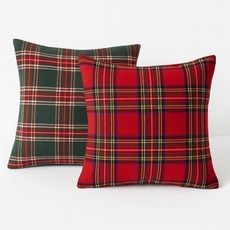[피치피치] 크리스마스 감성 체크무늬 쿠션 커버 45x45 2color