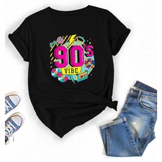 90년대 셔츠 제가 좋아하는 90년대 티셔츠 빈티지 1990년대 뮤직 테이프 티셔츠 파티용 (미국 알파 라지 레귤러 레귤러 컬러 C), 색상 B