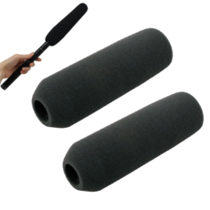 마이크 인터뷰 솜 2개 12cm 샷건 폼 겉 윈드스크린 커버 스펀지, 블랙, DS125