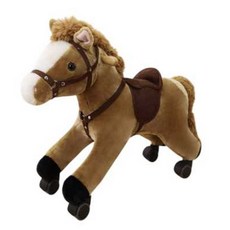 승마 목마 이동식 선물 어린이 트로이 생일 말 바퀴 장난감, 브라운 (내하중 50kg)