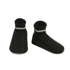 Panda Bros 남성용 슬리퍼 양말 플리스 안감 미끄럼 방지 밑창 겨울용 부드럽고 두껍고 아늑한 홈 부츠 따뜻하고 보송보송한 실내 신발 블랙., 10-13, Black Stripe