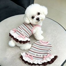 강아지 고양이 귀여운 여름 원피스, 화이트, 1개