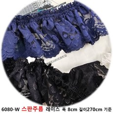 DKLACE-6080-W 스판 주름 레이스 / (폭 8cm 길이1yd / 3yd / 5yd 기준) / 자가드 스판 레이스 모음, 3개, 네이비(Navy)