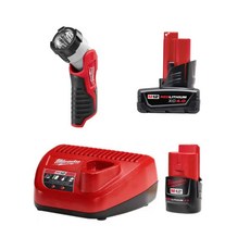 米沃奇 12V帶磁性工作燈手電筒套裝 - 強力磁吸 LED高亮度照明 耐用便攜, 1個, 黃光+2.0+4.0+12V充電器