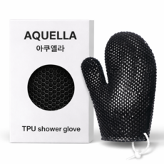 아쿠엘라 TPU 벌집 프리미엄 샤워 글러브 친환경 저자극 부드러운 각질관리 빠른건조 반영구사용 목욕타올, 1개, 1개입, 블랙