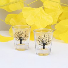 따르면 꽃이피는 특이한 소주잔 예쁜 벚꽃 가을 술잔 세트, 2개, 은행