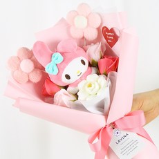 산리오 비누꽃 인형꽃다발 + 쇼핑백 세트, 마이멜로디, 1개