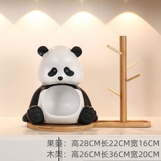 2025新款 熊貓入戶玄關櫃鑰匙收納托盤擺件支架客廳家居裝飾品喬遷新居禮品, 熊貓果簍+樹杈木架, 1個