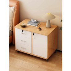 사무실 서랍장 사무용 캐비닛 보관 은행 서류 이동식 서랍 원목 책상, A_따뜻한 화이트 60x34x59cm
