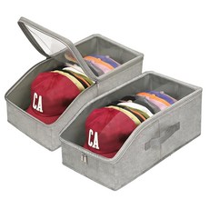 Cingcinq 야구 모자용 쌓을 수 있는 모자 보관함 방진 완전 투명 뚜껑이 2팩 대형 오거나이저 튼튼한 내부 지지대가 24-30 캡에 적합 옷장 침실 선