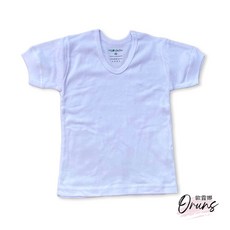 Oluna 男童 彈性羅紋 汗衫 兒童 素面白短袖 衛生衣