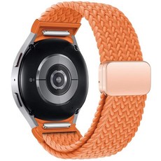 삼성 갤럭시 워치 7 6 5 4 FE 40mm 44mm/6 클래식 43mm 47mm/4 42mm 46mm/5 프로 45mm용 나일론 밴드 원 클릭 부착물 갭 없는 마그네틱, 주황색, 주황색