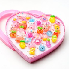 링하나 아동캐릭터반지 36입+하트케이스 우정반지 예쁜반지 펄 꽃 블링반지 선물 RK3