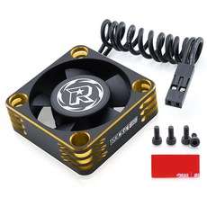 취미 모터 냉각 팬을 능가하세요 30mm ESC 팬 28000RPM RC 모델 히트싱크 1/8 1/10 1/12 스케일 자동차 트럭 540 550 모터(실버), Black Gold-2Pack