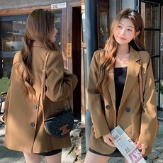 백 버튼 심플 클래식 더블 자켓 여성 데일리 아우터 정장 재킷