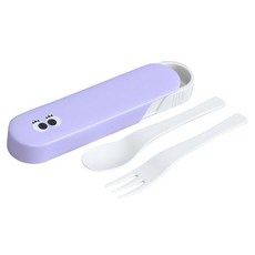 Iroiro Omeme 午餐盒湯匙組 155mm, 1個, 湯匙+叉子+湯匙架, 紫色