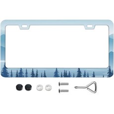 포레스트 앤 마운틴 번호판 프레임의 실루엣 - 스테인리스 스틸 방청 스타일리시한 자동차 장식 -스크류 및 캡 -12 3x6 3 인치 여성용 완벽한 홀더 -DATANSEN, Forest02, 2 PCS