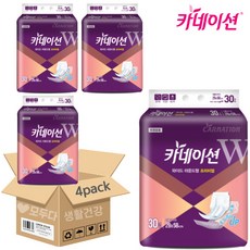 카네이션 와이드 라운드 패드 고급 30매입 x 4팩 흡수력UP 사이즈UP, 30개입, 4개