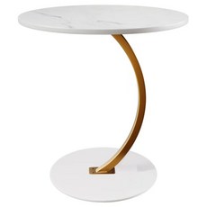 GBKING 쇼파 사이드 테이블 원형테이블 원탁 티테이블, 흰색