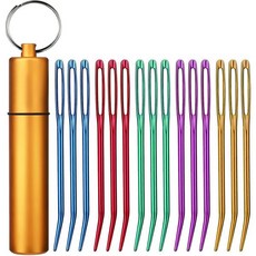 UzecPk 70PCS 실 바늘 세트 다닝 키트 구부러진 태피스트리 뜨개질 바늘이 포함된 빅 아이 블런트 플라스틱 바느질 실밥 스티치 마커 코바늘 바느질용, 15 PCS