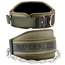 MANUEKLEAR 負重腰帶 雙層加壓護腰 附粗鐵鏈, 綠色, 1個