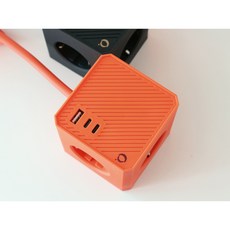 소유 디자인 3구 고속충전 여행용 납작멀티탭 고용량 큐브 멀티탭 usb, 1개, 오렌지, 3m