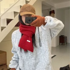 新款羊毛混紡圍巾女秋冬季純色保暖韓版百搭簡約時尚清新甜美圍脖