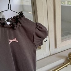 女童花邊短袖泡泡袖T恤