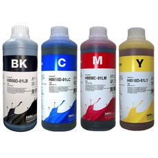 잉크테크 HP 무한 리필 잉크 HP9010 HP8100 HP8600 HP8610 HP8710 HP8210 HP7740 HP7720 HP7612 HP7110, 1000ml 4색셋트(검정염료+칼라염료), 1개