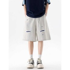 반바지 청바지 빈티지 찢청 데님 루즈 스트레이트