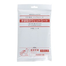 日本KOJIMA 寵物濕紙巾 貓咪/狗狗清潔、除臭、潔耳、洗澡適用, 1個, 清潔手套(6入)