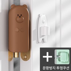 DMATO [무료배송 상품] 아기 문틈 손끼임방지 문닫힘방지 인형 곰돌이 실리콘 스토퍼+세탁기 방문 문쾅 충격방지 투명 쿠션증정, 1개, 04-브라운1개단품-문틈 손끼임방지 곰돌이 스토퍼