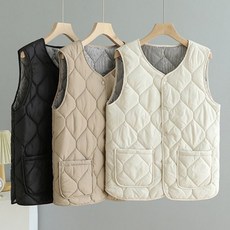 여성 v넥 경량 패딩 조끼 다이아 퀄팅 경량