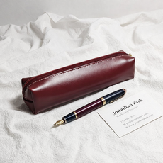 실버샤인 미니멀 가죽필통 대학생 직장인 고급 펜케이스, 1개, 딥 레드