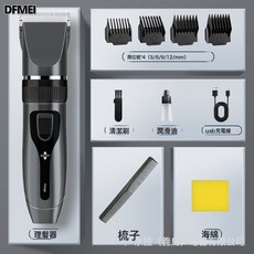 DFMEI 電動理髮器 專業電推剪 居家理髮工具, 陶瓷刀頭-標準套(經典灰):C5
