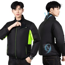 긴팔 선풍기조끼 아이스 냉풍 여름 작업용 공사장 농사용 야외활동 시원한 작업복 냉각조끼 쿨링팬 장착, 블랙