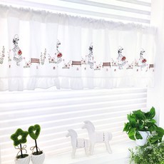 리빙데코 들꽃자수 광목워싱 주방커튼 바란스커튼6종