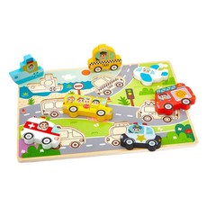 교통수단 매칭놀이 영아 두꺼운 입체퍼즐 교통놀이퍼즐 어린이집장난감 손놀이 끼우기, 7피스, 1개