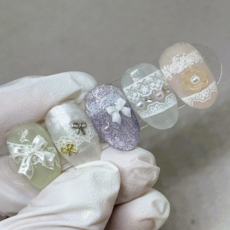 화이트 레이스 네일 스티커, 1개, 1장