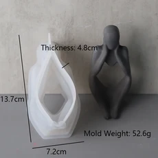 DIY 사상가 동상 실리콘 금형 3D 북유럽 예술 추상 인체 석고 장식 금형 에폭시 수지 수공예 금형 홈 장식