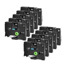 P-터치 라벨 메이커 PT-D200 용 테이프 브라더 TZe-335 화이트 온 블랙 12mm 5/10PK 호환, 01 10pk, 03 9mm
