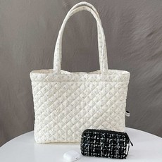 다람앤토리 대용량 가벼운 퀼팅 누빔 기저귀 가방 꽃무늬 데일리백, 아리보리