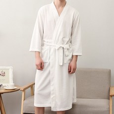 딜라이트홈 흡수력좋은 부들 와플 프리미엄 호텔가운 샤워가운, 1개, 화이트 남성용