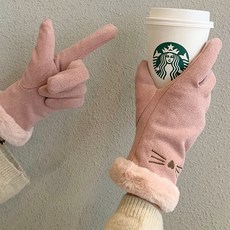 女士手套 高顏值 防風保暖 手套 冬季女士冬季可愛戶外加絨加厚觸屏防風冬天保暖騎電動車五指棉手套