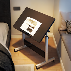 GOOD LIVE 높이 조절 접이식 사이드 이동식 테이블 책상 고급 이동식 보조 책상, 블랙