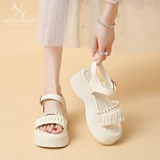 ANYOU 여름 여성 6cm 통굽 키높이 경량 데일리 발편한 샌들