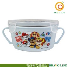 現貨正版 汪汪隊立大功 304不鏽鋼碗 隔熱雙耳碗 台灣製 不鏽鋼碗 阿奇 毛毛 餐碗 雙耳隔熱碗 paw patro, 1個, 藍色