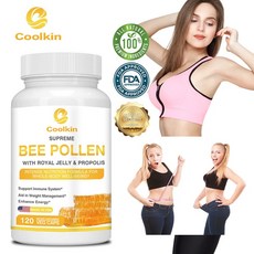 꿀벌 꽃가루 - 로얄 젤리 프로폴리스 - 항산화 피부 건강 면역 지원, 1개, 60정